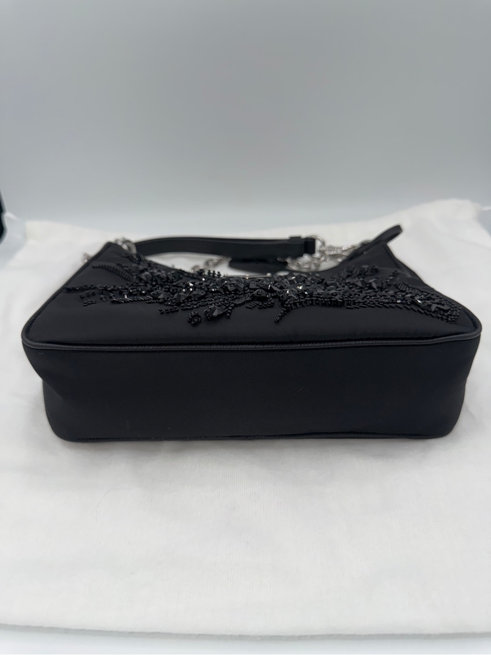 Prada Re-Edition Embellished Nylon Black Shoulder Bag - Picture 13 of 16